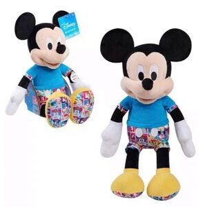 NEW Walt Disney Blue Plush Mickey Medium size 15" Blue and Yellow